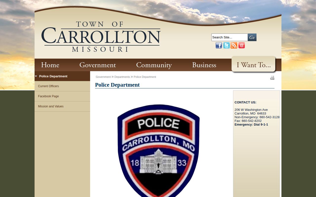 Carrollton Police Department official contact page for Carrollton arrest-record routing
